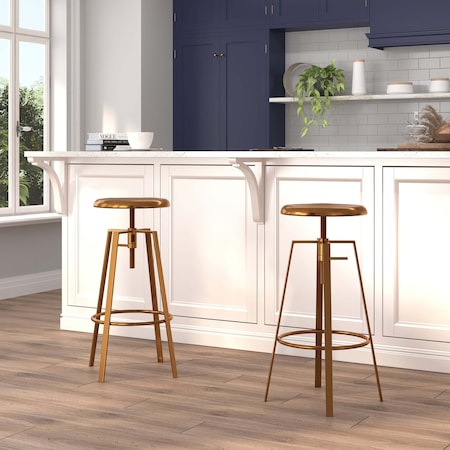 Flash Furniture Gold Adjustable Barstool, PK2 2-CH-181070-26S-GLD-GG